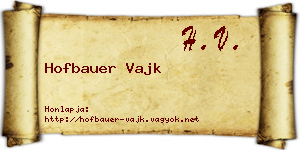 Hofbauer Vajk névjegykártya